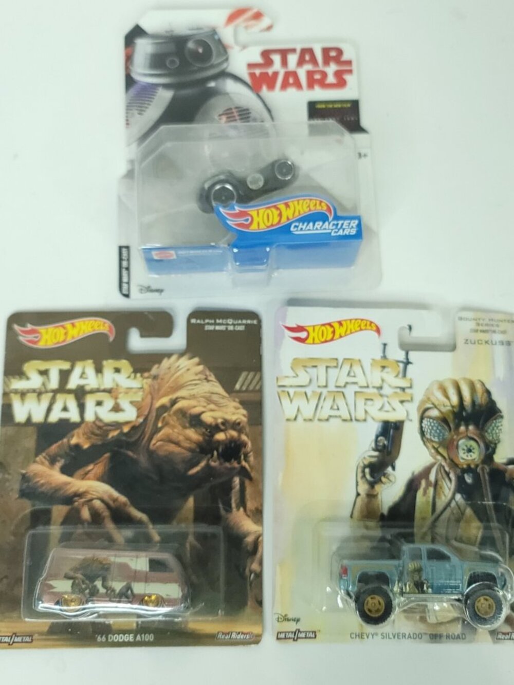 Hot Wheels Star Wars Zuckuss Dodge A100 BB-9E Robot Character Car Lot of 3 NEW